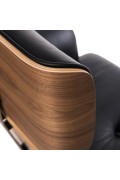 Fotel biurowy VIP czarna skóra,orzechowy fornir, chrom - d2design