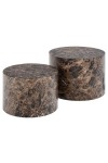 Zestaw 2 stolików Dice okrągłe marmur brązowy - ACTONA