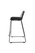 Krzesło barowe Dill Low czarne z czarną poduszką - Intesi