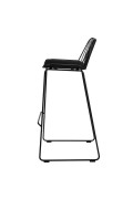 Krzesło barowe Dill High czarne z czarną poduszką - Intesi