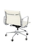 Fotel biurowy CH1171T biała skóra,chrom - d2design