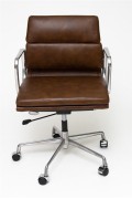 Fotel biurowy CH2171 brązowa skóra chrom - d2design