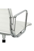 Fotel konf. CH1081T,biała skóra ,chr - d2design