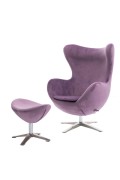 Fotel Jajo Velvet fioletowy z podnóżkiem - d2design