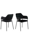 Zestaw 2 krzeseł Lima welurowych z podłokietnikami czarne - ACTONA