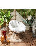 Fotel Cancun biały/ naturalny obrotowy - Intesi