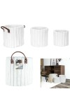Zestaw 3 koszy tkanina Furry białe - Intesi