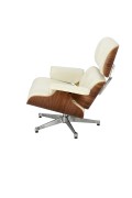 Fotel Vip biały/walnut/srebrna baza TP - d2design