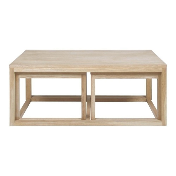 Zestaw 3 stolików Cornus bielony dąb - ACTONA