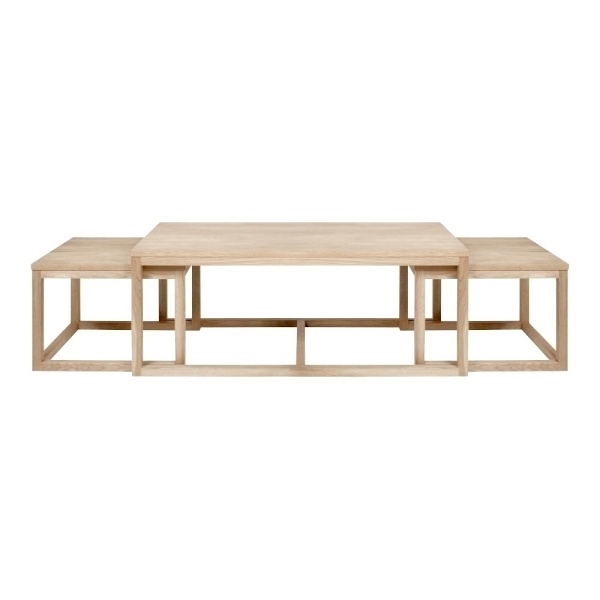 Zestaw 3 stolików Cornus bielony dąb - ACTONA