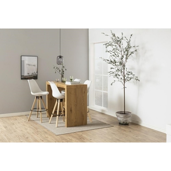 Stołek barowy Dima biały wood - ACTONA