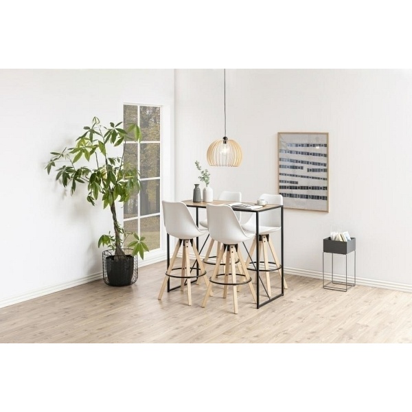 Stołek barowy Dima biały wood - ACTONA