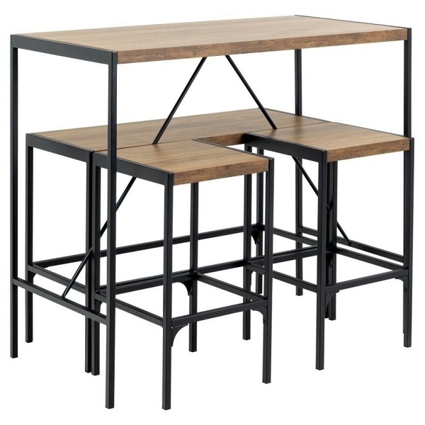 Zestaw Bahamas stół barowy i hokery dąb rustykalny - ACTONA