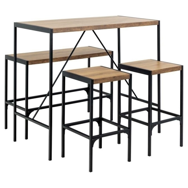 Zestaw Bahamas stół barowy i hokery dąb rustykalny - ACTONA