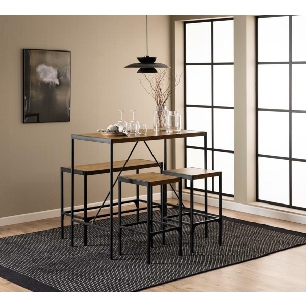 Zestaw Bahamas stół barowy i hokery dąb rustykalny - ACTONA