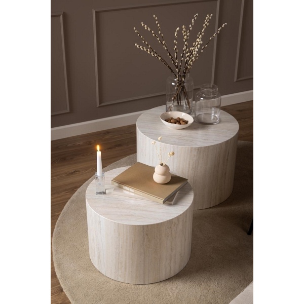 Zestaw 2 stolików Dice okrągłe traweryn - ACTONA