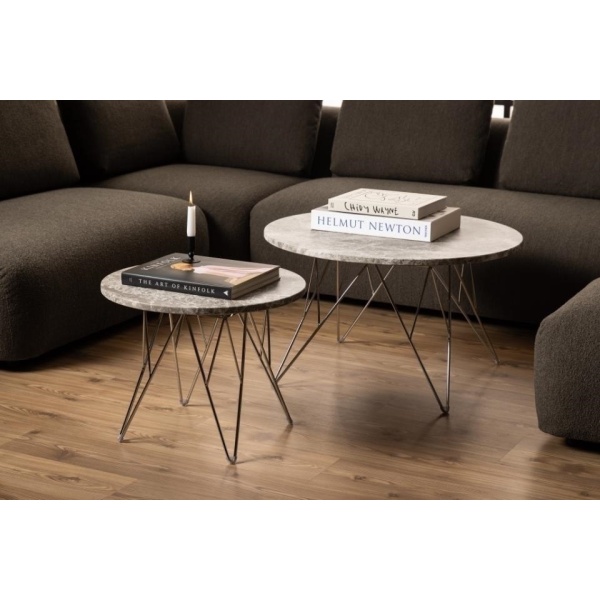Stolik kawowy Prunus 80cm marmur szary/ chrom - ACTONA