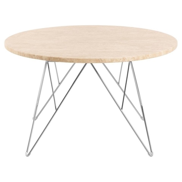 Stolik kawowy Prunus 80cm trawertyn/ chrom - ACTONA