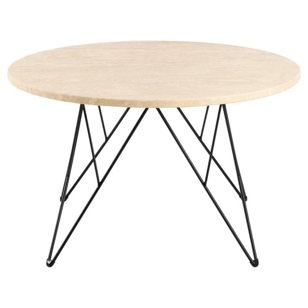 Stolik kawowy Prunus 80cm trawertyn/ czarny - ACTONA