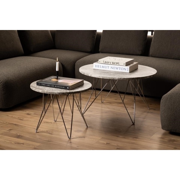 Stolik kawowy Prunus 55cm marmur szary/ chrom - ACTONA