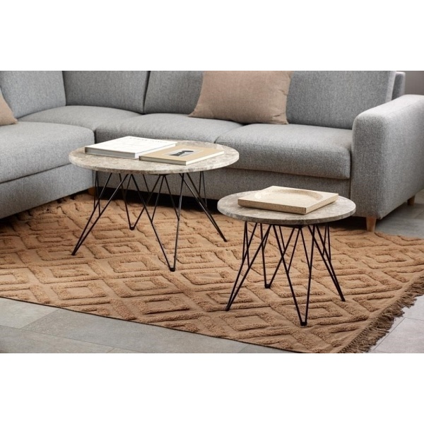 Stolik kawowy Prunus 55cm marmur szary/ czarny - ACTONA