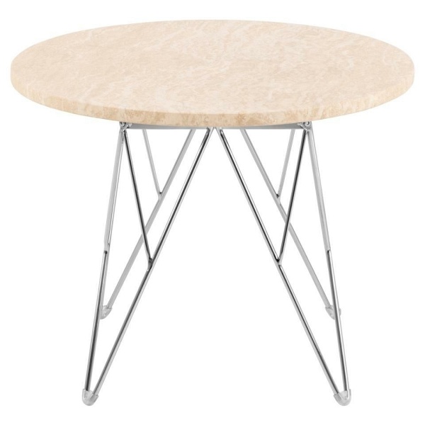 Stolik kawowy Prunus 55cm trawertyn/ chrom - ACTONA