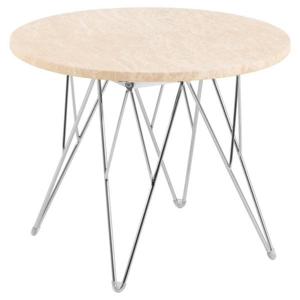 Stolik kawowy Prunus 55cm trawertyn/ chrom - ACTONA