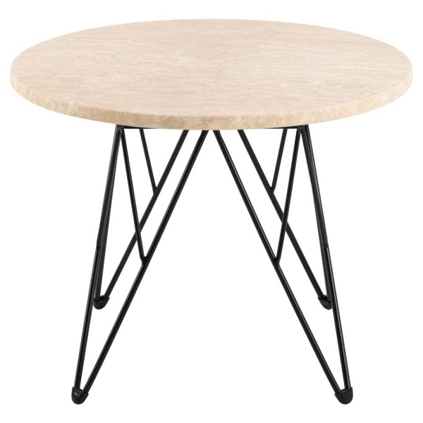 Stolik kawowy Prunus 55cm trawertyn/ czarny - ACTONA