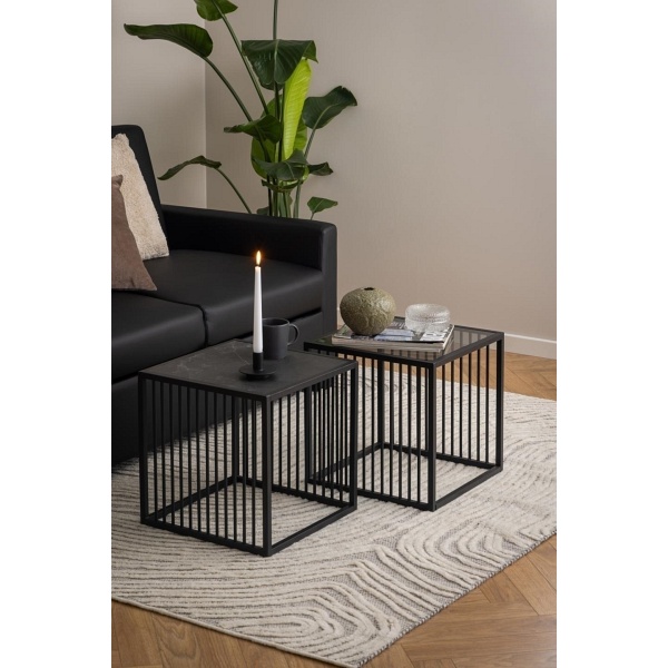 Stolik kawowy Strington 40x40cm marmur czarny - ACTONA