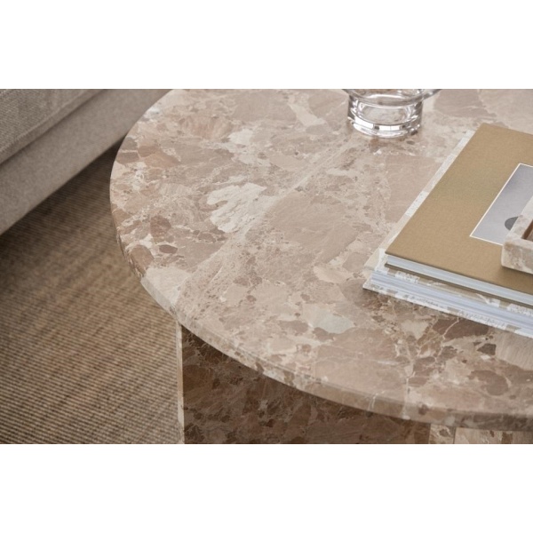 Stolik kawowy Vega okrągły beżowy - ACTONA