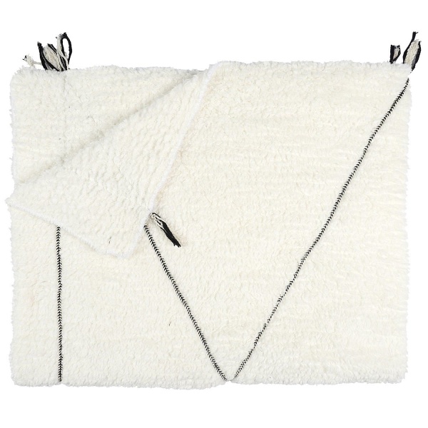 Koc Pled Sherpa biały z czarnym wzorem - Intesi