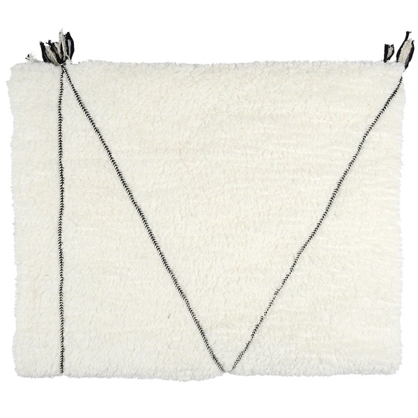 Koc Pled Sherpa biały z czarnym wzorem - Intesi