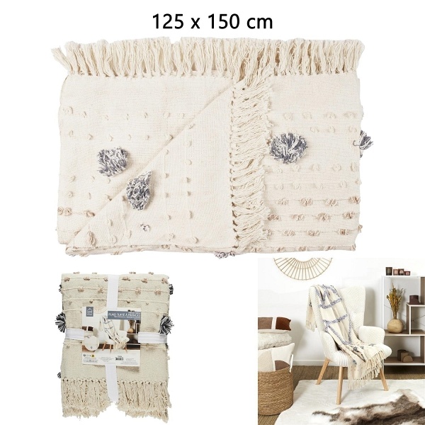 Koc/ Pled Tuffo 125x150cm kremowy - Intesi