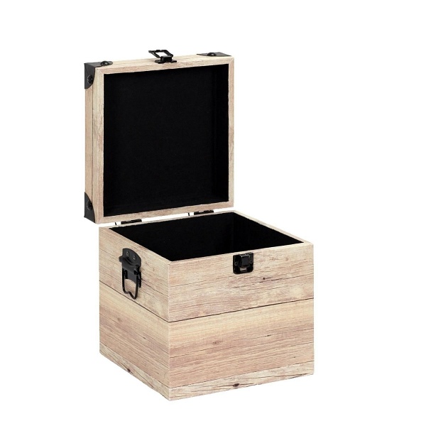 Zestaw 3 skrzynek do przechowywania z efektem drewna - Intesi