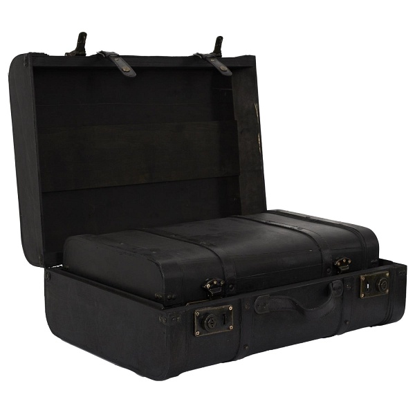 Zestaw 2 dekoracyjnych kufrów Vintage czarne - Intesi