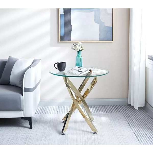 Stolik kawowy Amber 60cm transparentny/ złoty - Intesi