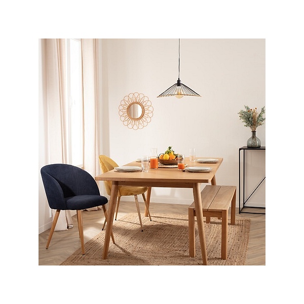 Fotel Celeste granatowy/nogi naturalne - Nordivo