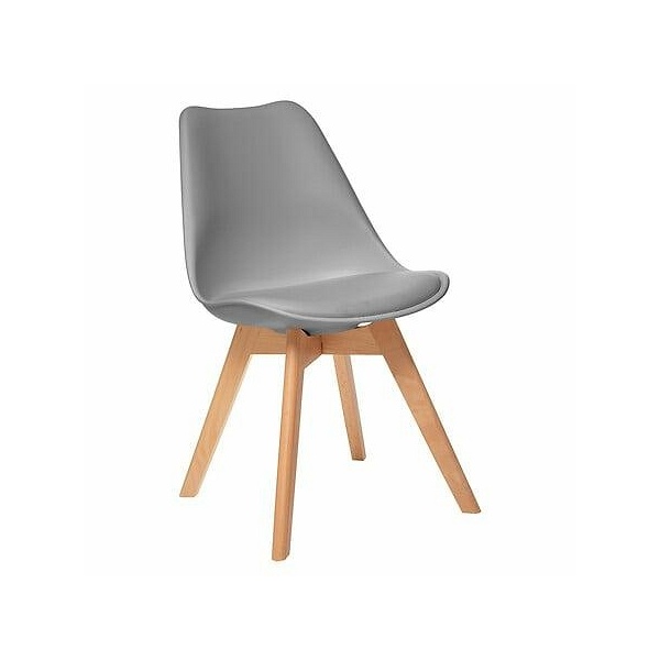 Krzesło Baya szare jasne, nogi bukowe - Nordivo