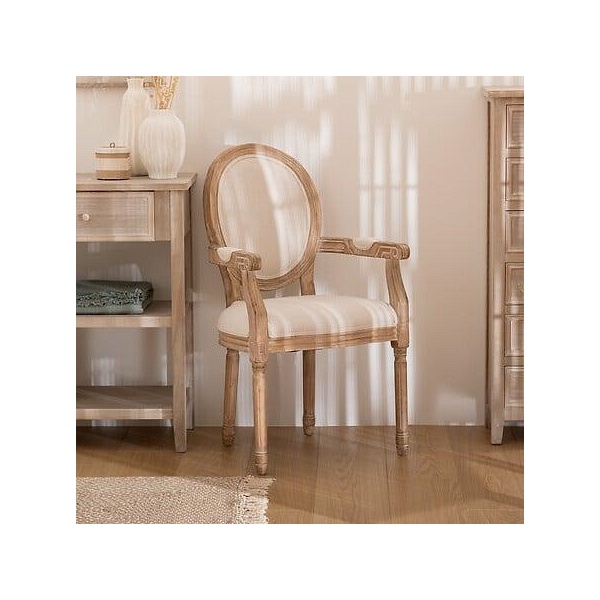 Krzesło Cleon Arm beżowe/bielone - Nordivo