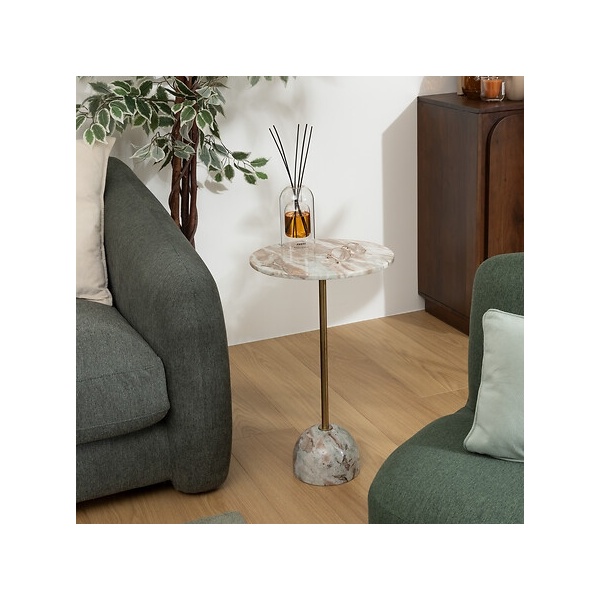 Stolik boczny Nema beżowy marmur - Nordivo