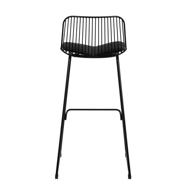 Krzesło barowe Dill High czarne z czarną poduszką - Intesi