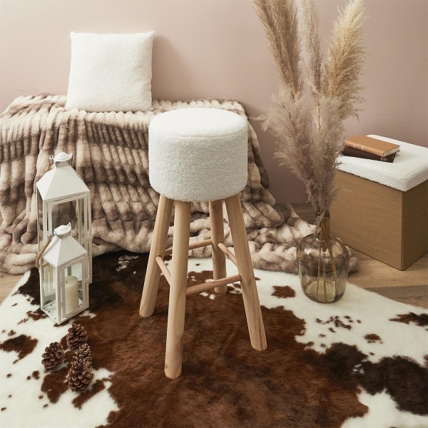 Stołek barowy Freya biały/ naturalny - Intesi