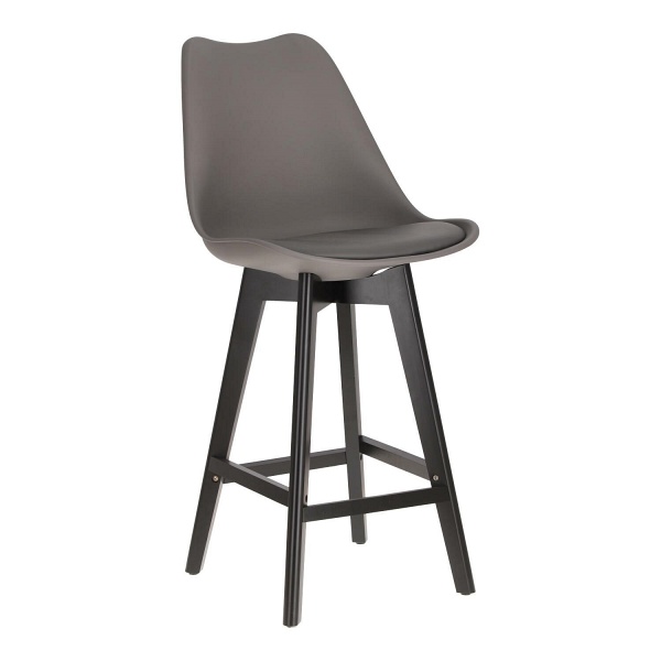 Stołek barowy Norden wood black low PP ciemny szary - Intesi