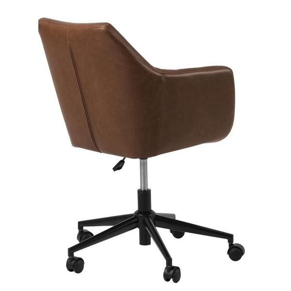Fotel biurowy na kółkach Nora Vintage br ązowa PU - ACTONA