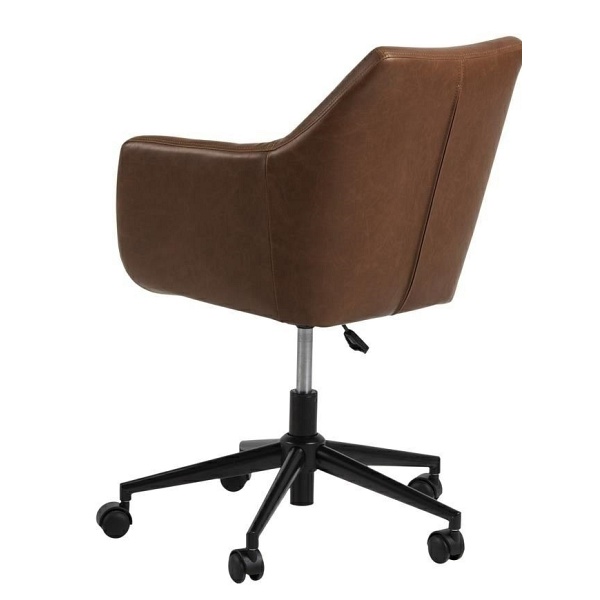 Fotel biurowy na kółkach Nora Vintage br ązowa PU - ACTONA