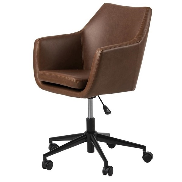 Fotel biurowy na kółkach Nora Vintage br ązowa PU - ACTONA