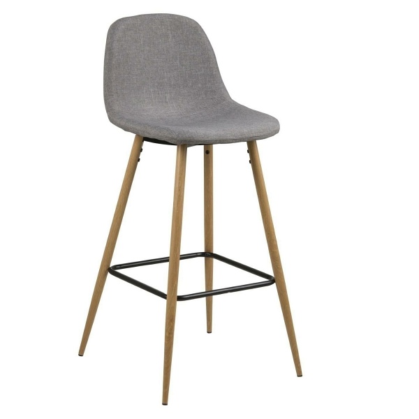 Stołek barowy Wilma wysoki szary jasny/ dąb - ACTONA