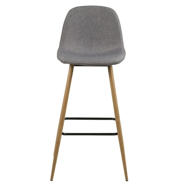 Stołek barowy Wilma wysoki szary jasny/ dąb - ACTONA