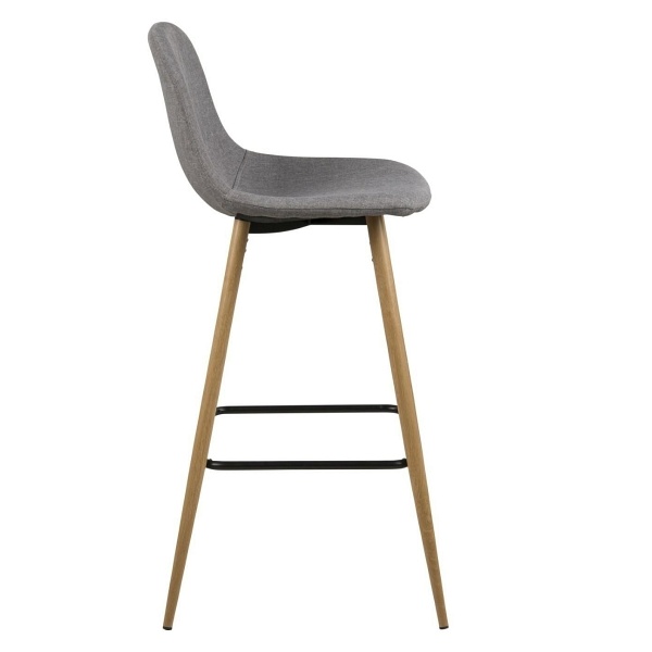 Stołek barowy Wilma wysoki szary jasny/ dąb - ACTONA