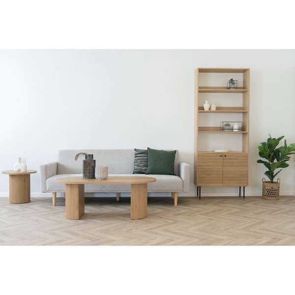 Sofa rozkładana Kells beżowa ciemna/ naturalne nogi - House Nordic ApS